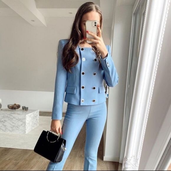 Zara blogger favorite cropped double breasted blazer - Picture 1 of 12
